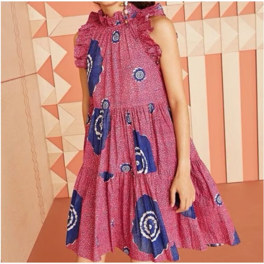Ulla Johnson Tamsin Tiered Sleeveless Printed High-Low Dress Size 8 - Picture 11 of 15